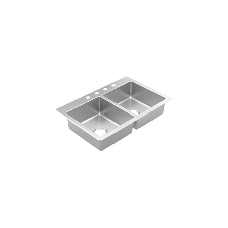 Moen 2000 Series 33x22 Stainless Steel Drop-In Double Bowl Sink GS202684